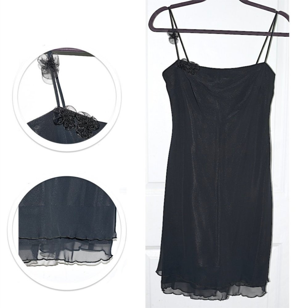 Worn 1X ABS Vintage Rosette-Strap LBD/Cocktail Dress